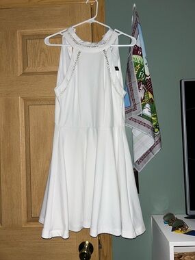 B Darlin White Halter Fit-and-Flare Mini Dress
